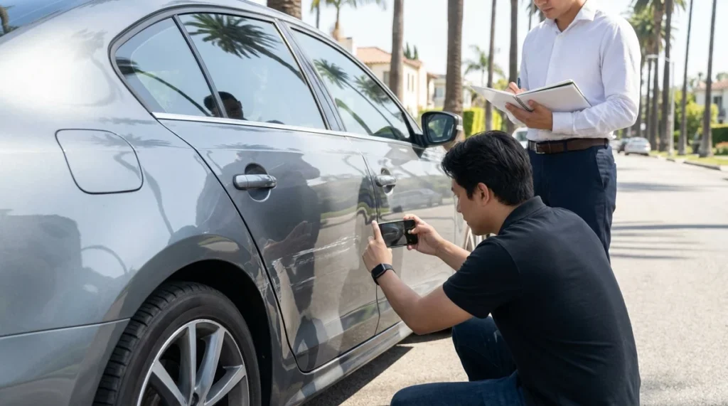 Inspect the Exterior of the Rental Car